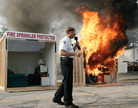 Fire Sprinkler burn demonstration