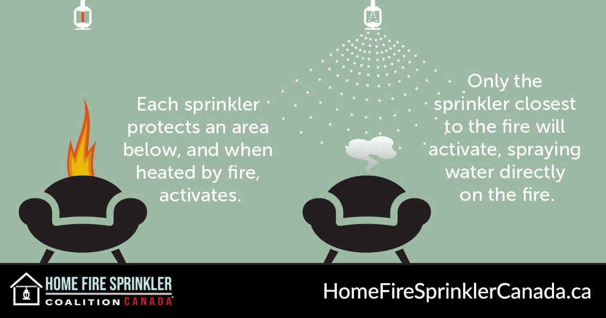 Only the sprinkler closest to the fire activates