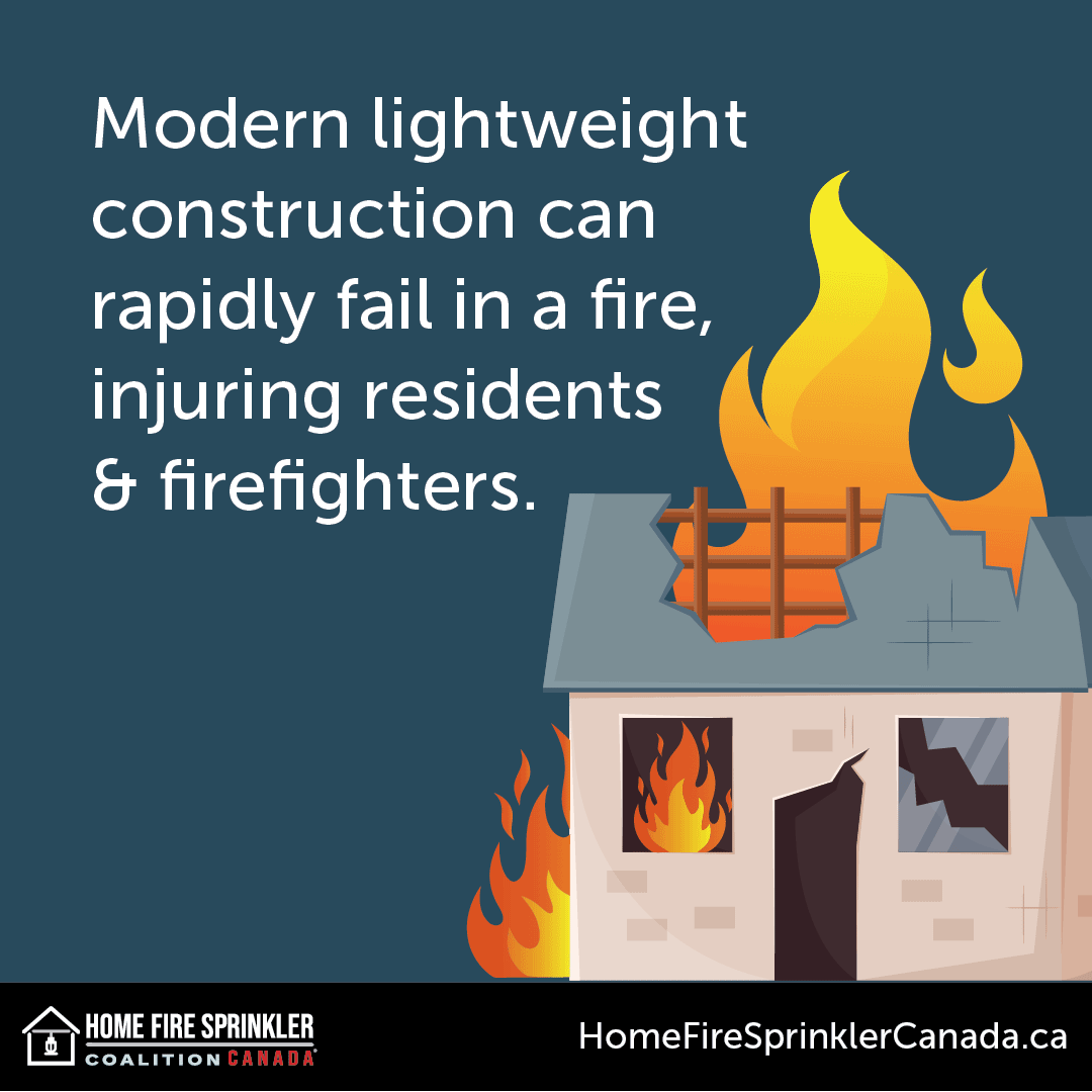 Modern lightweight construction can rapidly fail in a fire, injuring residents & firefighters.